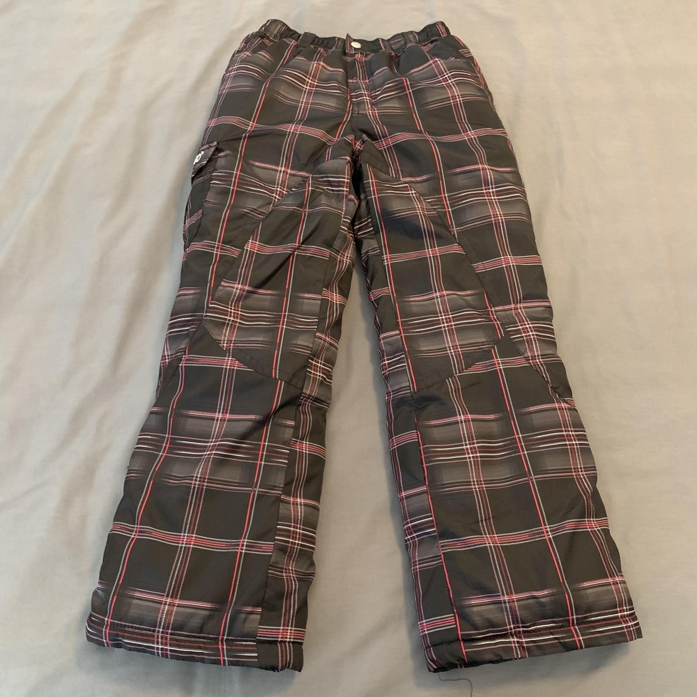 ZX 360 Pants Youth Large 14 Black Red Plaid Snow‎ Ski Insulated Cargo Snowboard